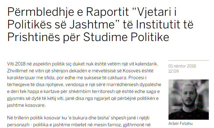 Arber Fetahu: Përmbledhje e Raportit “Vjetari i Politikës së Jashtme” të Institutit të Prishtinës për Studime Politike