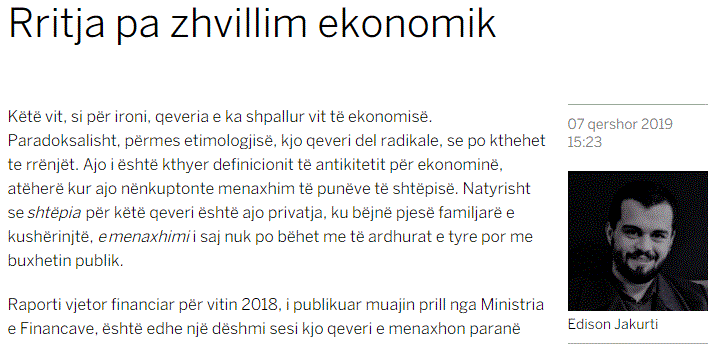 Edison Jakurti - “Rritja pa zhvillim ekonomik”