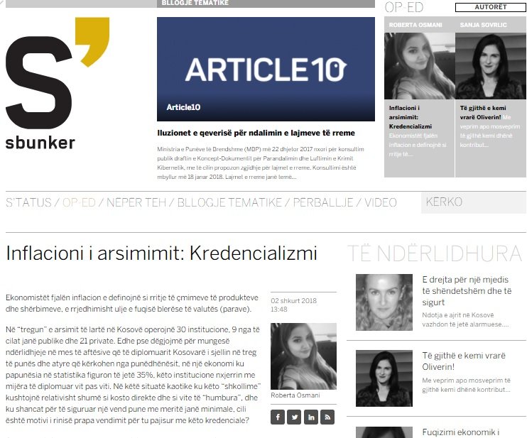 Roberta Osmani - Inflacioni i arsimimit: Kredencializmi
