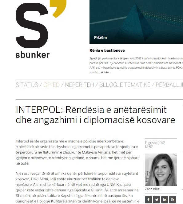 INTERPOL: Rëndësia e anëtarësimit dhe angazhimi i diplomacisë kosovare - Zana Idrizi